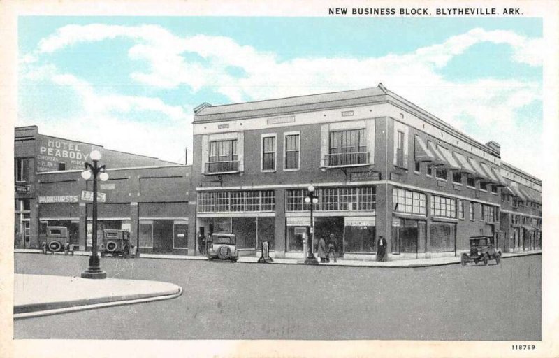 Blytheville Arkansas New Business Block Vintage Postcard AA27701