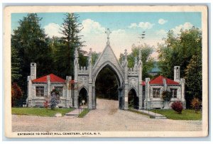 1919 Entrance To Forest Hill Cemetery Utica New York NY Posted Antique Postcard