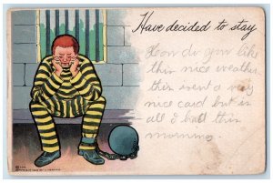 c1910's Man In Prison Bomb Write Away Prison Humor Springfield NY Postcard