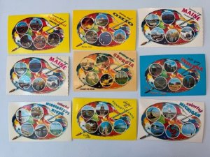 27 PAINT PALETTE BORDERES US STATE CITY VIEWS Vintage Postcards Lot FREE SHIP