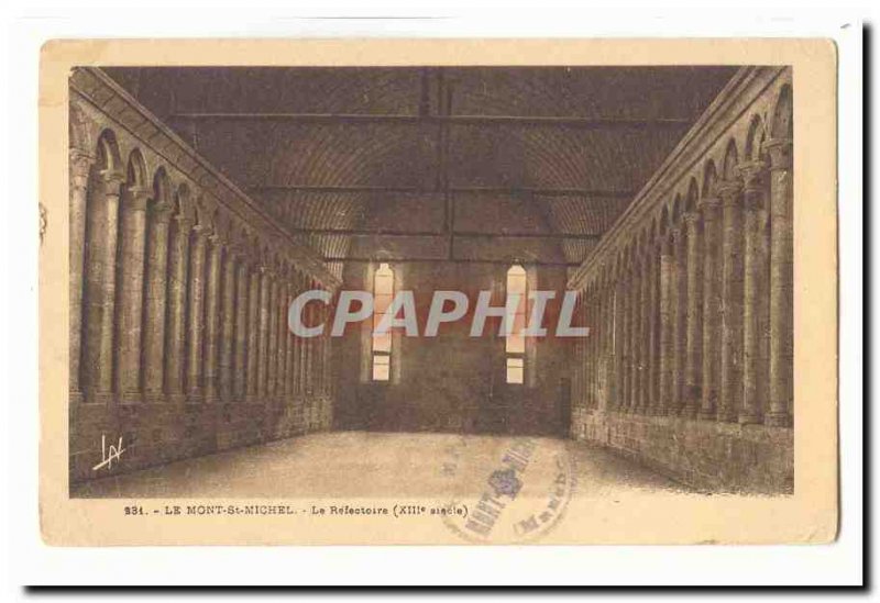 Le Mont Saint Michel Old Postcard The refectory (13th)