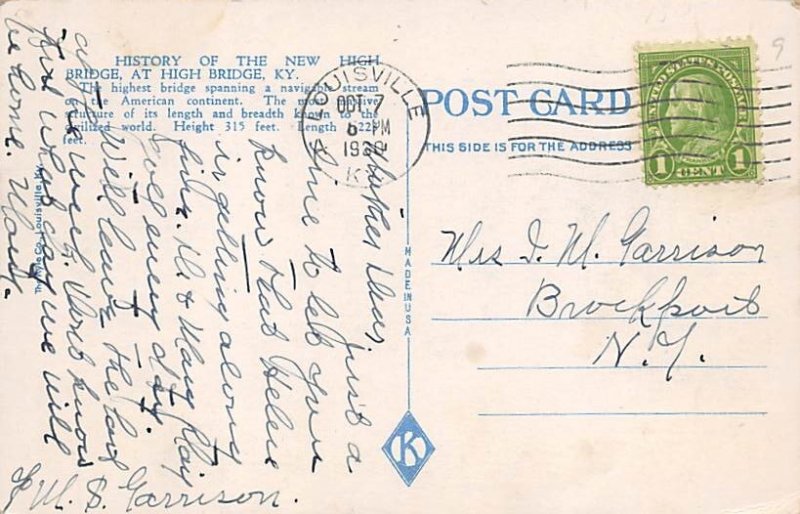 High Bridge Kentucky Postcard