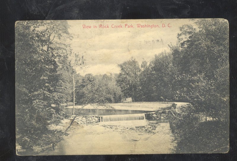 WASHINGTON D.C. ROCK CREEK PARK BRIDGE VINTAGE POSTCARD DC 1909