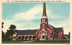 Vintage Postcard 1930's Mt. Tabor  Evangelical Lutheran Church West Columbia SC