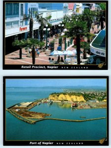 2 - 4x6 Postcards NAPIER, NEW ZEALAND Retail Precinct & Port of Napier