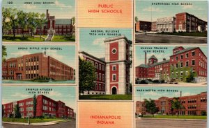 1940s Public High Schools Indianapolis Indiana Postcard