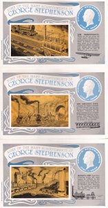 George Stephenson Rocket Miners Lamp Train Greatest Days 3x Postcard s