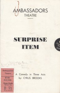Surprise Item John Laurie Private Fraser Dads Army Comedy Star Theatre Programme