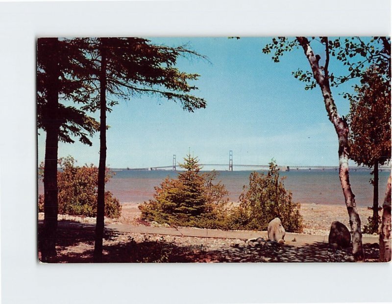 Postcard Mackinac Straits Bridge Michigan USA