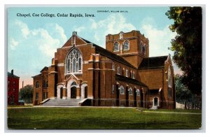 Coe College Chapel Cedar Rapids Iowa IA UNP DB Postcard Y4