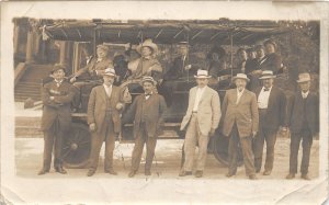 F90/ Salt Lake City Utah RPPC Postcard 1912 Tourist Bus Crowd 2