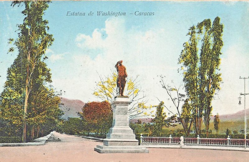 CARACAS VENEZUELA~ESTATUA de GEORGE WASHINGTON~ANTIQUE POSTCARD