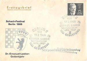 Old Vintage Chess / Checkers Postcard Post Card Schach Festival Berlin 1968 E...