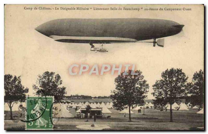 Old Postcard Jet Aviation Zeppelin Airship Camp Chalons Lieutenant Beauchamp ...