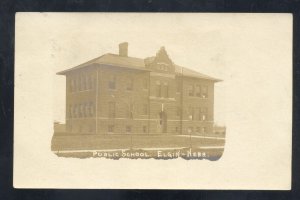 RPPC ELGIN NEBRASKA PUBLIC SCHOOL BUILDING VINTAGE REAL PHOTO POSTCARD