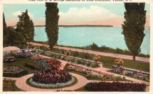 Vintage Postcard View From HB Bridging Residence on Lake Champlain Vancouver NY.