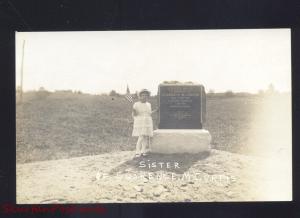 RPPC SWANVILLE MAINE CLARENCE CURTIS MONUMENT ROAD SISTER REAL PHOTO POSTCARD