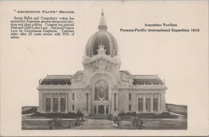 Postcard Argentine Pavilion Panama Pacific Expo San Francisco CA 1915