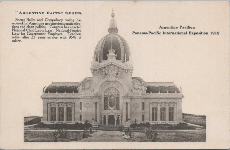 Postcard Argentine Pavilion Panama Pacific Expo San Francisco CA 1915