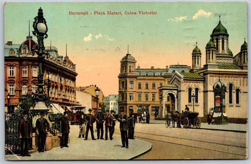 Vtg Bucuresti Calea Victoriei apre Hotel Frascati Bucharest Romania Postcard