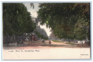 c1906s Main Street Carriages Scene Stockbridge MA Unposted Handcolored Postcard 