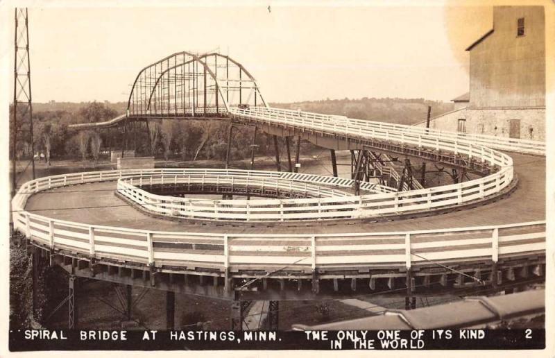 Hastings Minnesota Spiral Bridge Real Photo Antique Postcard K105840