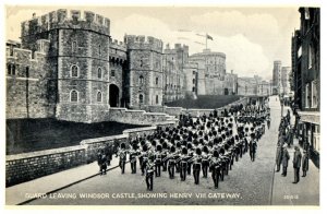 Guard Leaving Windsor Castle Black And White Postcard Posted 1955