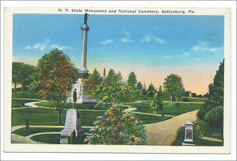 PA - Gettysburg. NY Monument & National Cemetery