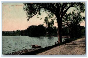 1912 Beaver Lake River Boat Dock Dirt Road Trees Derry New Hampshire NH Postcard