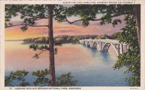 Sunset On Lake Hamilton Showing Bridge On Highway 7 Leading Into Hot Springs ...