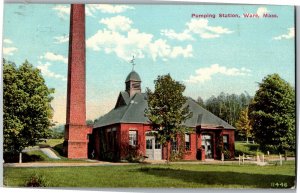 View of Pumping Station, Ware MA Vintage Postcard U05