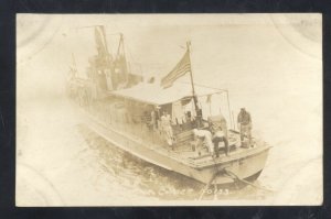 RPPC US ARMY BOAT SHIP CRUISER NUMBER 133 VINTAGE REAL PHOTO POSTCARD