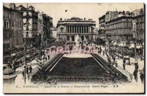 Old Postcard Marseille Square Of Arts And Monument From Pierre Puget