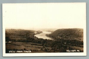 NEW HOPE PA VIEW FROM TOWER ANTIQUE REAL PHOTO POSTCARD RPPC