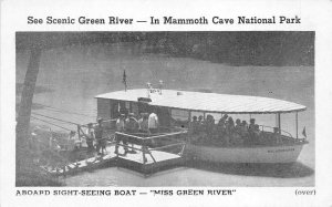 Mammoth Cave Kentucky 1940s Postcard Miss Green River Sight Seeing Boat