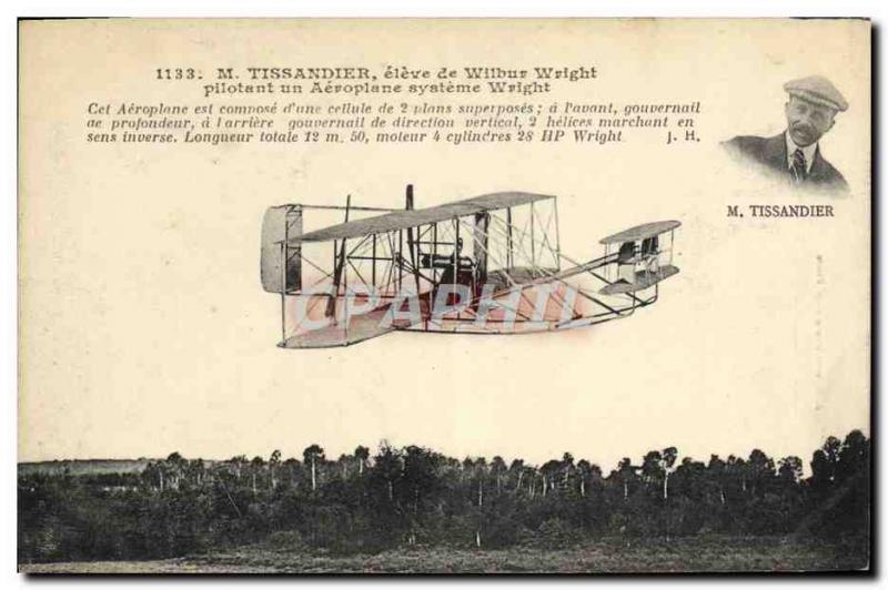 Old Postcard Jet Aviation Tissandier high Wilbur Wright flying an airplane Wr...