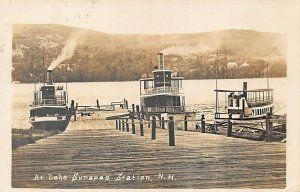 Lake Sunapee Station NH Three Ferry Boats Real Photo Postcard