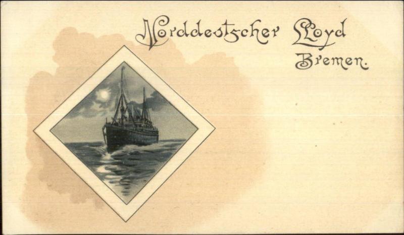 Nordd Norddeutscher Llod Bremen Steamship c1900 Postcard Menu-Topper