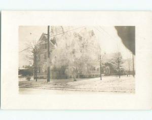 circa 1910 rppc BEAUTIFUL SNOW COVERED TREE BRANCHES IN FRONT OF HOUSE o2581