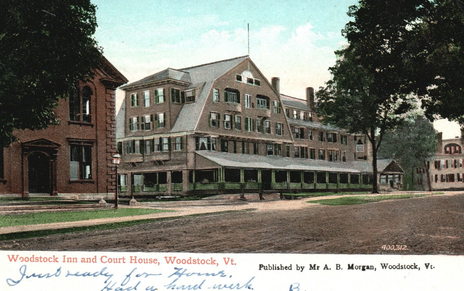 Vintage Postcard 1907 Woodstock Inn & Courthouse Woodstock Vermont A.B