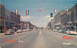 1950s Baker Oregon Main Street autos Smith Western postcard 43