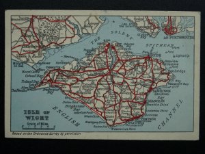 Isle of Wight MAP POSTCARD c1950s Postcard by G. Dean of Sandown