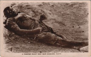 PC PAKISTAN, FRONTIER RAIDER SHOT, Vintage REAL PHOTO Postcard (b43353)