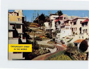 Postcard Crookedest Street In The World, Lombard Street, San Francisco, CA