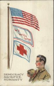 WWI US Propaganda Army Soldier Flags Berhardt Wall c1915 Postcard