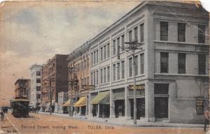 C29/ Tulsa Oklahoma Ok Postcard c1910 Undertaker 2nd St Trolley Shields Rooms