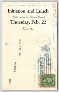 Murphysboro Illinois~Elk's Home Initiation & Lunch~Old Quarters~Feb 22 1917 PC 