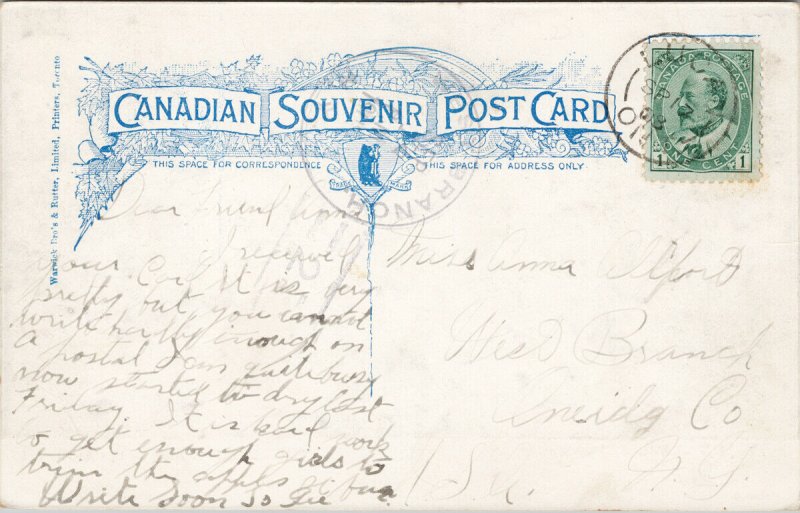 Bridal Veil Falls Georgian Bay District Ontario ON c1908 Postcard F13