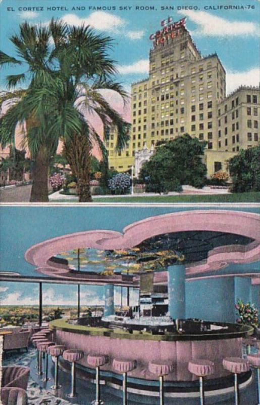 California San Diego El Cortez Hotel and Famous Sky Room Lounge 1944