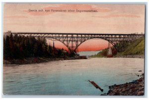 Sweden Postcard Old And New Forsmo Bridge Over Angermanalfven c1910 Antique